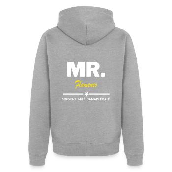MR. souvent imité, jamais égalé Flamenco - Veste à capuche bio Premium Unisexe - gris chiné - Dos - Nico (187cm)