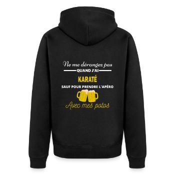 Ne me dérangez pas QUAND J'ai l'apéro karaté - Veste à capuche bio Premium Unisexe - noir - Dos - Nico (187cm)