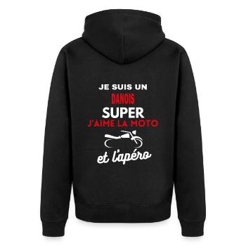 moto phrase drôle apéro DANOIS citation - Veste à capuche bio Premium Unisexe - noir - Dos - Nico (187cm)