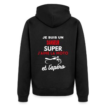 moto phrase drôle apéro DANSEUR citation - Veste à capuche bio Premium Unisexe - noir - Dos - Nico (187cm)