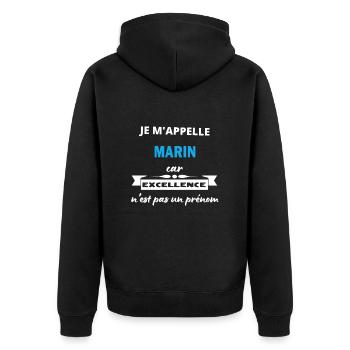 Je m'appelle excellence Marin - Veste à capuche bio Premium Unisexe - noir - Dos - Nico (187cm)