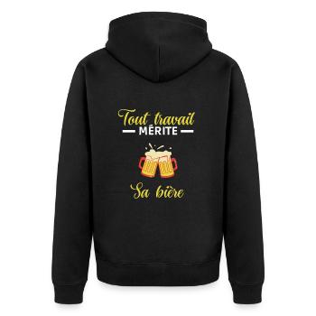Tout travail mérite sa bière - Veste à capuche bio Premium Unisexe - noir - Dos - Nico (187cm)