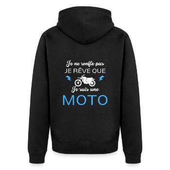 Je Ne Ronfle Pas Je Rêve Que Je Suis Une Moto - Veste à capuche bio Premium Unisexe - noir - Dos - Nico (187cm)