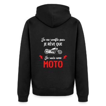 Je Ne Ronfle Pas Je Rêve Que Je Suis Une Moto - Veste à capuche bio Premium Unisexe - noir - Dos - Nico (187cm)