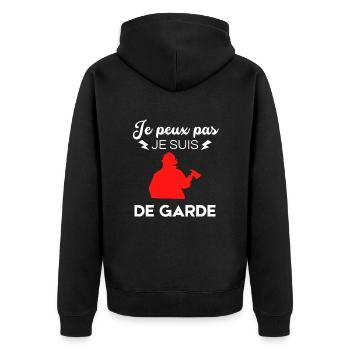 je peux pas je suis de garde pompier - Veste à capuche bio Premium Unisexe - noir - Dos - Nico (187cm)