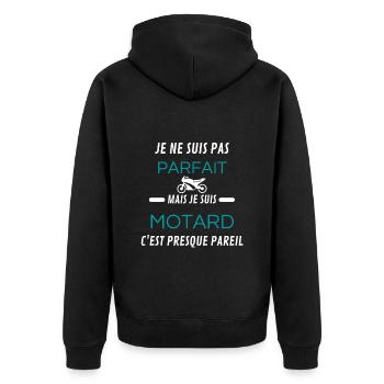 je ne suis pas parfait motard - Veste à capuche bio Premium Unisexe - noir - Dos - Nico (187cm)