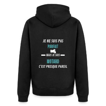 je ne suis pas parfait motard - Veste à capuche bio Premium Unisexe - noir - Dos - Nico (187cm)