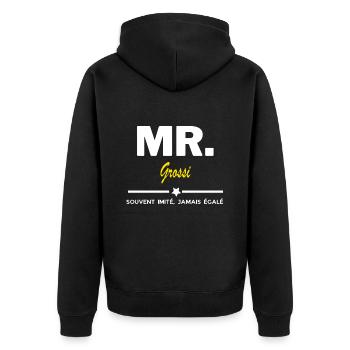 MR. souvent imité, jamais égalé Grossi - Veste à capuche bio Premium Unisexe - noir - Dos - Nico (187cm)