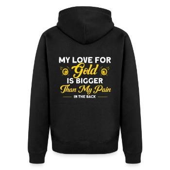 Gold Panner Gold Miner Gold Digger Gift - Unisex Premium Organic Zip Hoodie - black - Back - Nico (187cm)