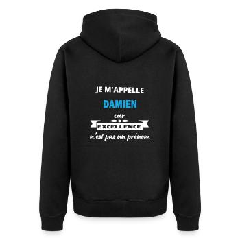 Je m'appelle excellence Damien - Veste à capuche bio Premium Unisexe - noir - Dos - Nico (187cm)