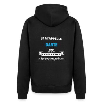 Je m'appelle excellence Dante - Veste à capuche bio Premium Unisexe - noir - Dos - Nico (187cm)
