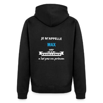Je m'appelle excellence Max - Veste à capuche bio Premium Unisexe - noir - Dos - Nico (187cm)