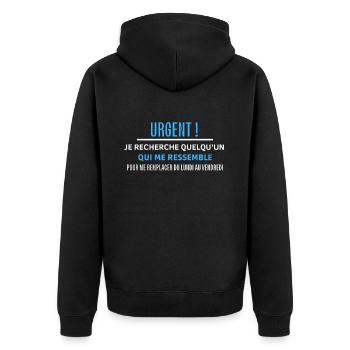 Urgent recherche sosie pour me remplacer - Veste à capuche bio Premium Unisexe - noir - Dos - Nico (187cm)