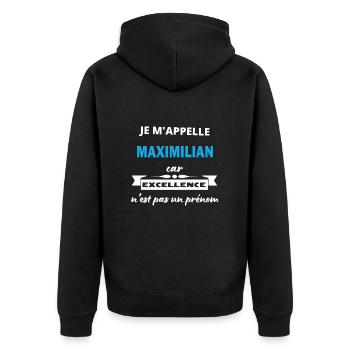 Je m'appelle excellence Maximilian - Veste à capuche bio Premium Unisexe - noir - Dos - Nico (187cm)
