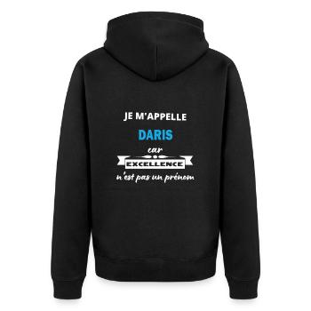 Je m'appelle excellence Daris - Veste à capuche bio Premium Unisexe - noir - Dos - Nico (187cm)