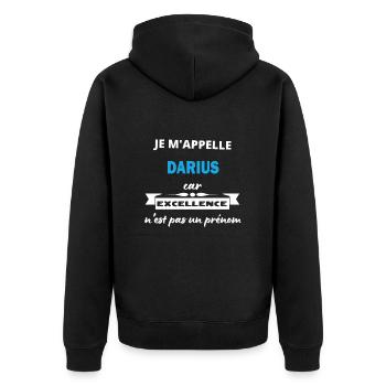 Je m'appelle excellence Darius - Veste à capuche bio Premium Unisexe - noir - Dos - Nico (187cm)
