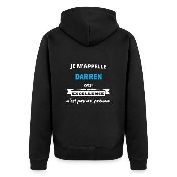 Je m'appelle excellence Darren - Veste à capuche bio Premium Unisexe - noir - Dos - Nico (187cm)