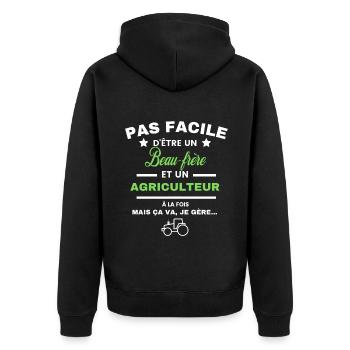 pas facile d'être agriculteur et Beau-frère - Veste à capuche bio Premium Unisexe - noir - Dos - Nico (187cm)
