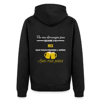 Ne me dérangez pas QUAND J'ai l'apéro mix - Veste à capuche bio Premium Unisexe - noir - Dos - Nico (187cm)