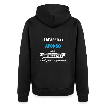 Je m'appelle excellence Afonso - Veste à capuche bio Premium Unisexe - noir - Dos - Nico (187cm)