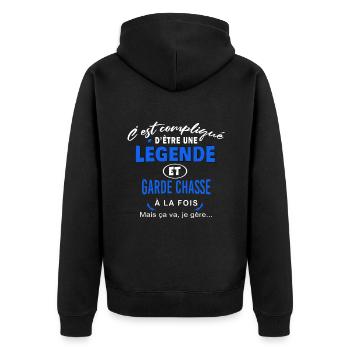 humour Légende et GARDE CHASSE cadeau - Veste à capuche bio Premium Unisexe - noir - Dos - Nico (187cm)