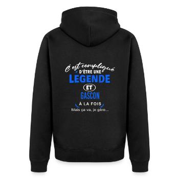 humour Légende et GASCON cadeau - Veste à capuche bio Premium Unisexe - noir - Dos - Nico (187cm)