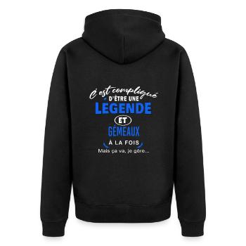 humour Légende et GÉMEAUX cadeau - Veste à capuche bio Premium Unisexe - noir - Dos - Nico (187cm)