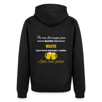 Ne me dérangez pas QUAND J'ai l'apéro mojito - Veste à capuche bio Premium Unisexe - noir - Dos - Nico (187cm)