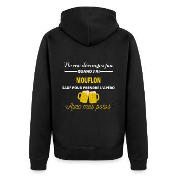 Ne me dérangez pas QUAND J'ai l'apéro mouflon - Veste à capuche bio Premium Unisexe - noir - Dos - Nico (187cm)