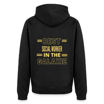 Best Ever IN THE GALAXIE SOCIAL WORKER - Unisex Premium Organic Zip Hoodie - black - Back - Nico (187cm)