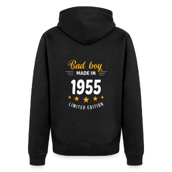 Bad Boy aus dem Jahr 1955 - Unisex Premium Bio Zip Hoodie - Schwarz - Hinten - Nico (187cm)