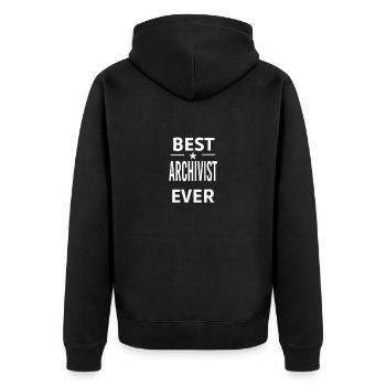Best Ever ARCHIVIST - Unisex Premium Organic Zip Hoodie - black - Back - Nico (187cm)
