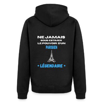 ne jamais sous estimer légendaire PARISIEN - Veste à capuche bio Premium Unisexe - noir - Dos - Nico (187cm)