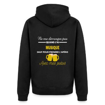 Ne me dérangez pas QUAND J'ai l'apéro musique - Veste à capuche bio Premium Unisexe - noir - Dos - Nico (187cm)