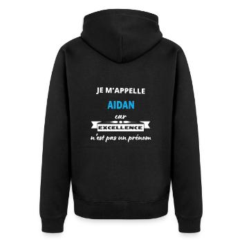 Je m'appelle excellence Aidan - Veste à capuche bio Premium Unisexe - noir - Dos - Nico (187cm)