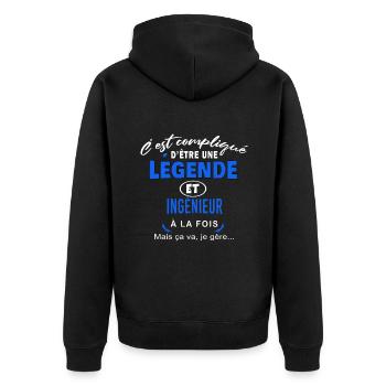 humour Légende et INGÉNIEUR cadeau - Veste à capuche bio Premium Unisexe - noir - Dos - Nico (187cm)