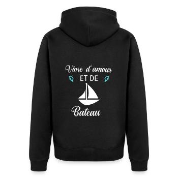 Vivre d'amour et de BATEAU - Veste à capuche bio Premium Unisexe - noir - Dos - Nico (187cm)
