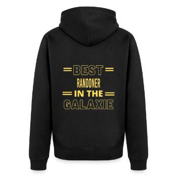 Best Ever IN THE GALAXIE RANDONER - Unisex Premium Bio Zip Hoodie - Schwarz - Hinten - Nico (187cm)