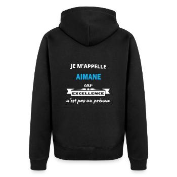 Je m'appelle excellence Aimane - Veste à capuche bio Premium Unisexe - noir - Dos - Nico (187cm)