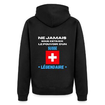 ne jamais sous estimer légendaire SUISSE - Veste à capuche bio Premium Unisexe - noir - Dos - Nico (187cm)