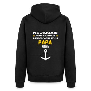 ne jamais sous estimer Marin papa - Veste à capuche bio Premium Unisexe - noir - Dos - Nico (187cm)