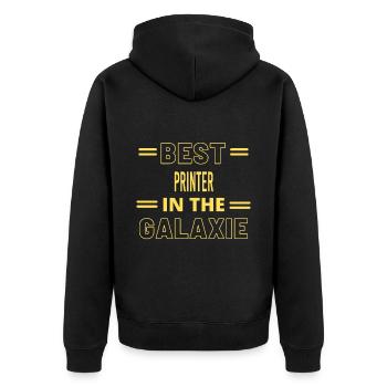 Der beste IN THE GALAXIE PRINTER ALLER ZEITEN - Unisex Premium Bio Zip Hoodie - Schwarz - Hinten - Nico (187cm)