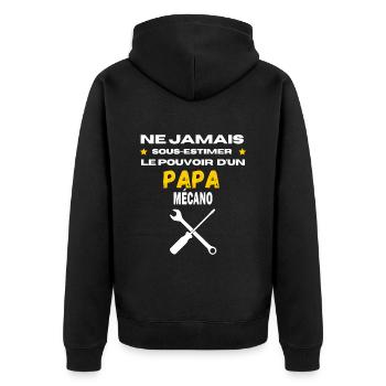 ne jamais sous estimer Mécano papa - Veste à capuche bio Premium Unisexe - noir - Dos - Nico (187cm)