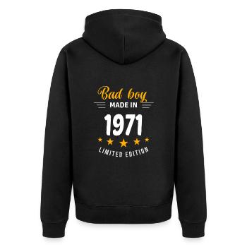 Bad boy made in 1971 - Unisex Premium Organic Zip Hoodie - black - Back - Nico (187cm)