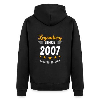 Legendary since 2007 - Unisex Premium Organic Zip Hoodie - black - Back - Nico (187cm)