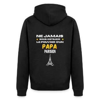 ne jamais sous estimer PARISIEN papa - Veste à capuche bio Premium Unisexe - noir - Dos - Nico (187cm)