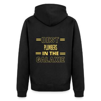 Best Ever IN THE GALAXIE PLUMBERS - Unisex Premium Organic Zip Hoodie - black - Back - Nico (187cm)