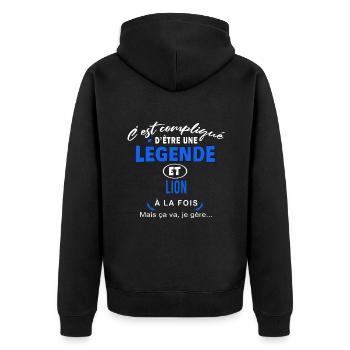 humour Légende et LION cadeau - Veste à capuche bio Premium Unisexe - noir - Dos - Nico (187cm)