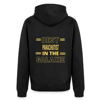 Best Ever IN THE GALAXIE PARACHUTIST - Unisex Premium Organic Zip Hoodie - black - Back - Nico (187cm)