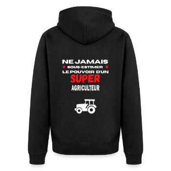 ne jamais sous estimer super agriculteur - Veste à capuche bio Premium Unisexe - noir - Dos - Nico (187cm)